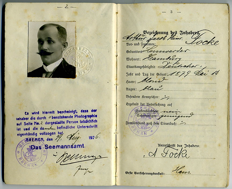 Arthur Focke Viertes Seefahrtsbuch