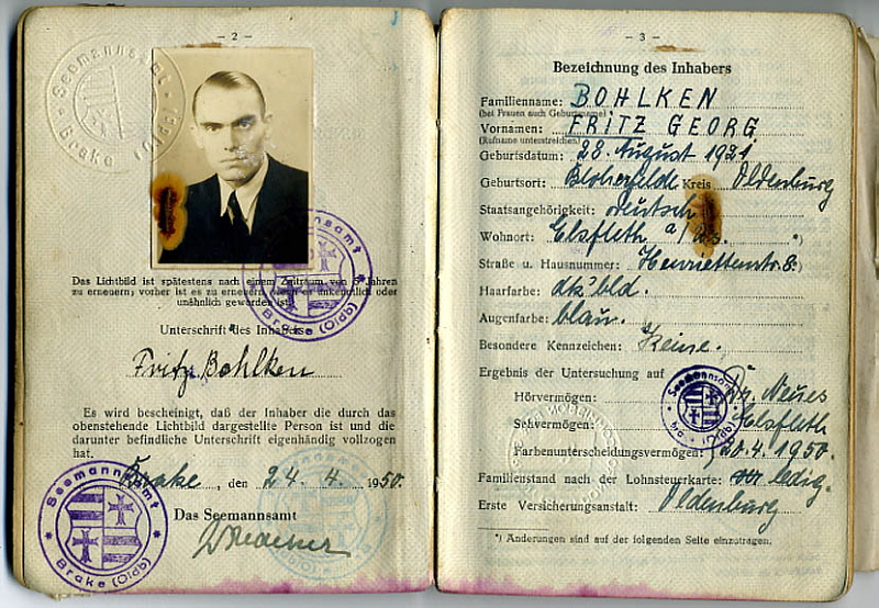 Seeahrtsbuch Fritz Bohlken