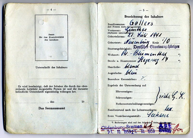 Seefahrtsbuch Gnther Gollers