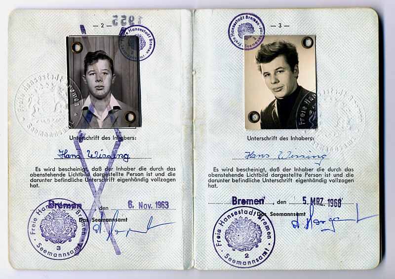 Seefahrtsbuch Hans Wissing