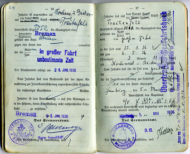 Seefahrtsbuch Hellmut Beier - TRAUTENFELS (2)