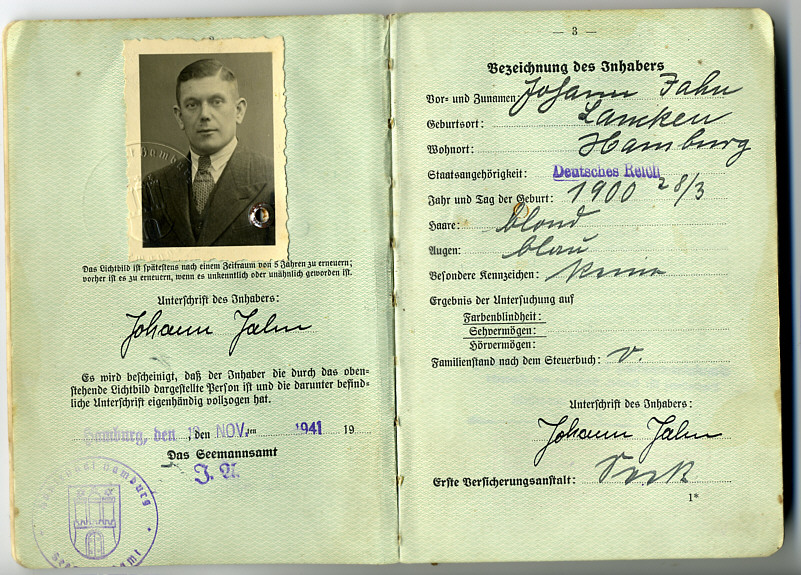 Seefahrtsbuch Johann Jahn