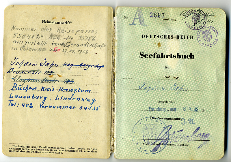 Seefahrtsbuch Johann Jahn