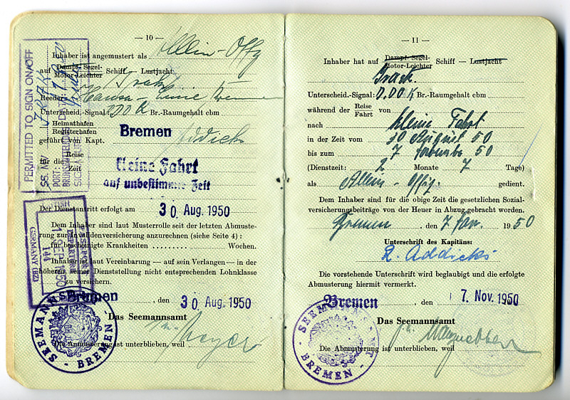 Seefahrtsbuch Johann Hahn - IRAK