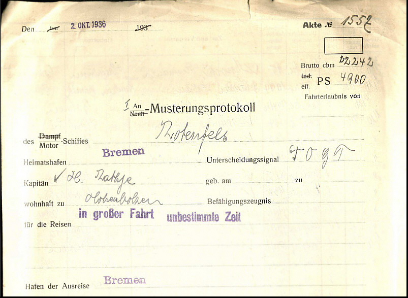 An-Musterungsprotokoll ROTENFELS