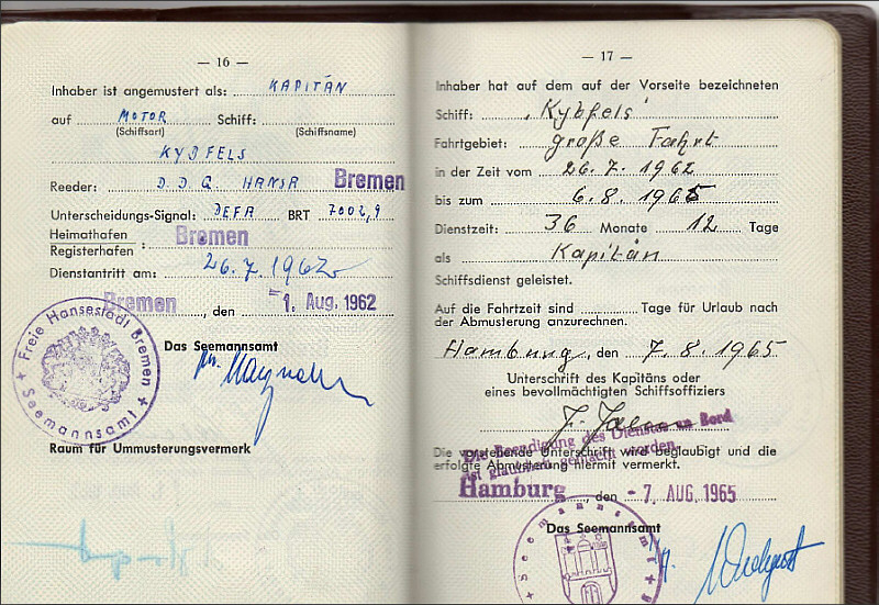 Seefahrtsbuch Johann Jahn