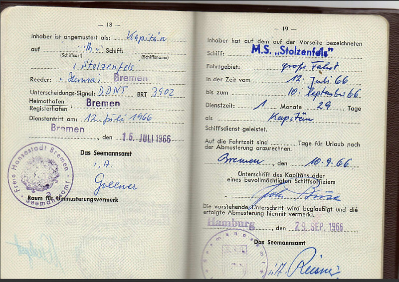 Seefahrtsbuch Johann Jahn