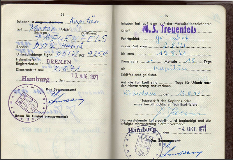 Seefahrtsbuch Johann Jahn