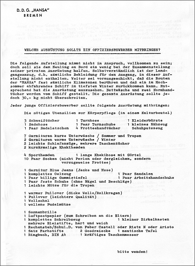 STURMFELS (4) Ausrstungsvorschriften