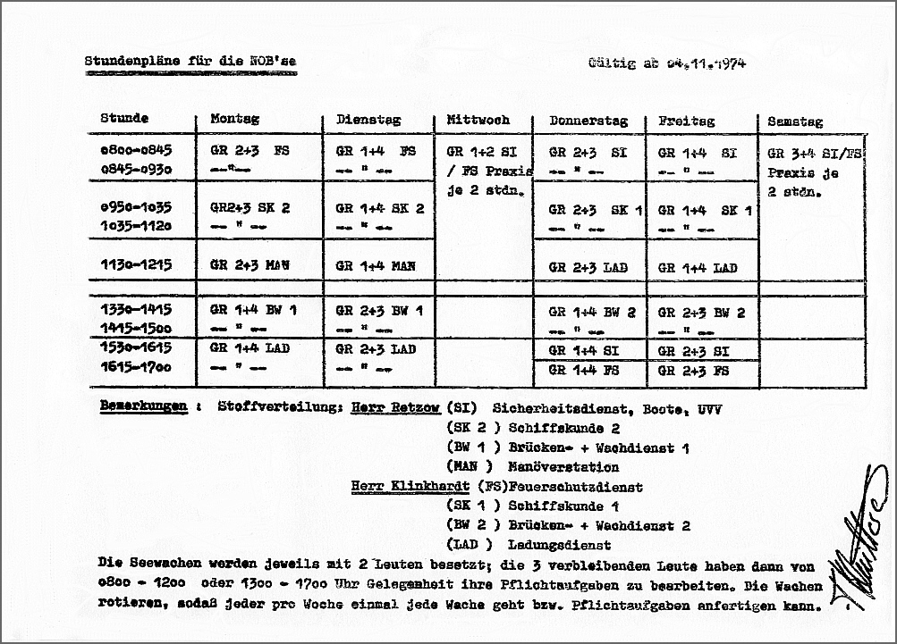 STURMFELS (4) Stundenplan