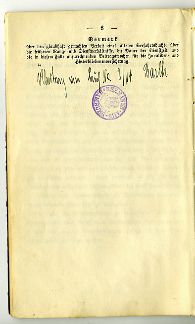 Seefahrtsbuch Wilhelm Schrder